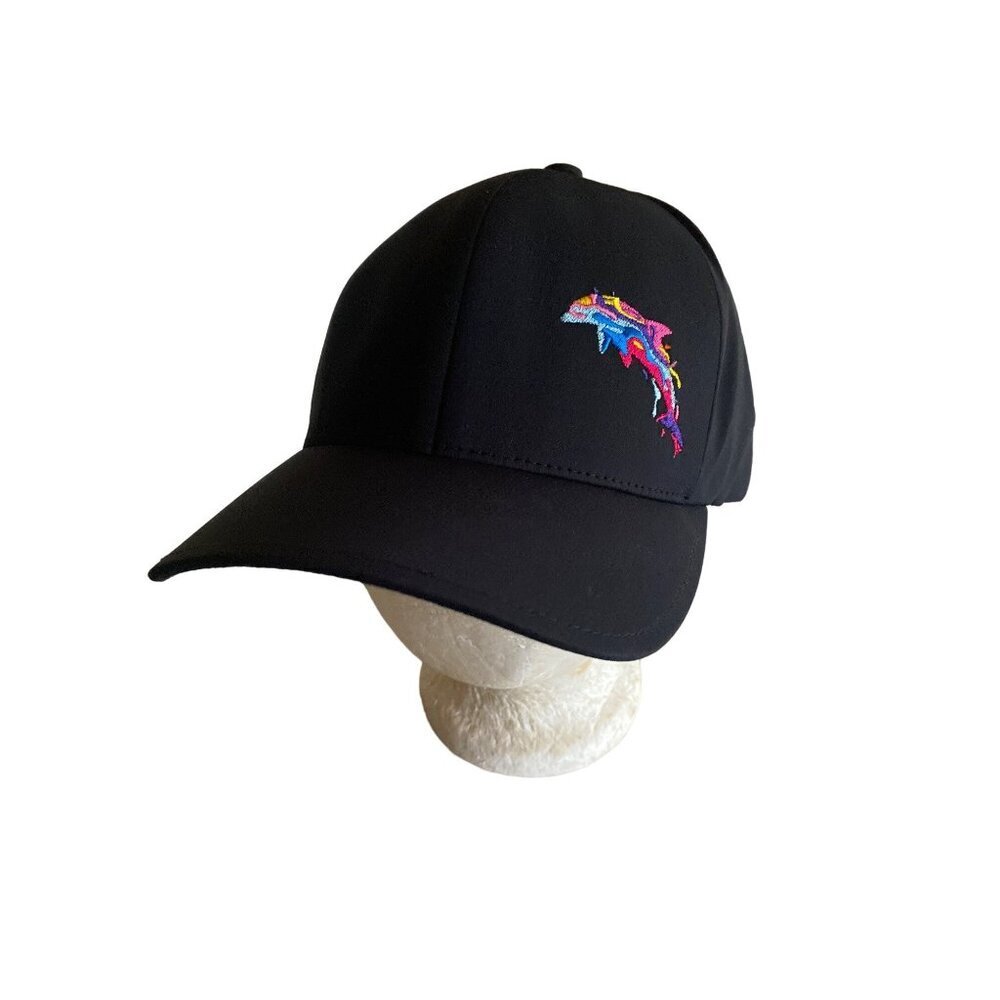 Black Embroidered Multicolor Dolphin St. Petersburg Hat Cap L / XL